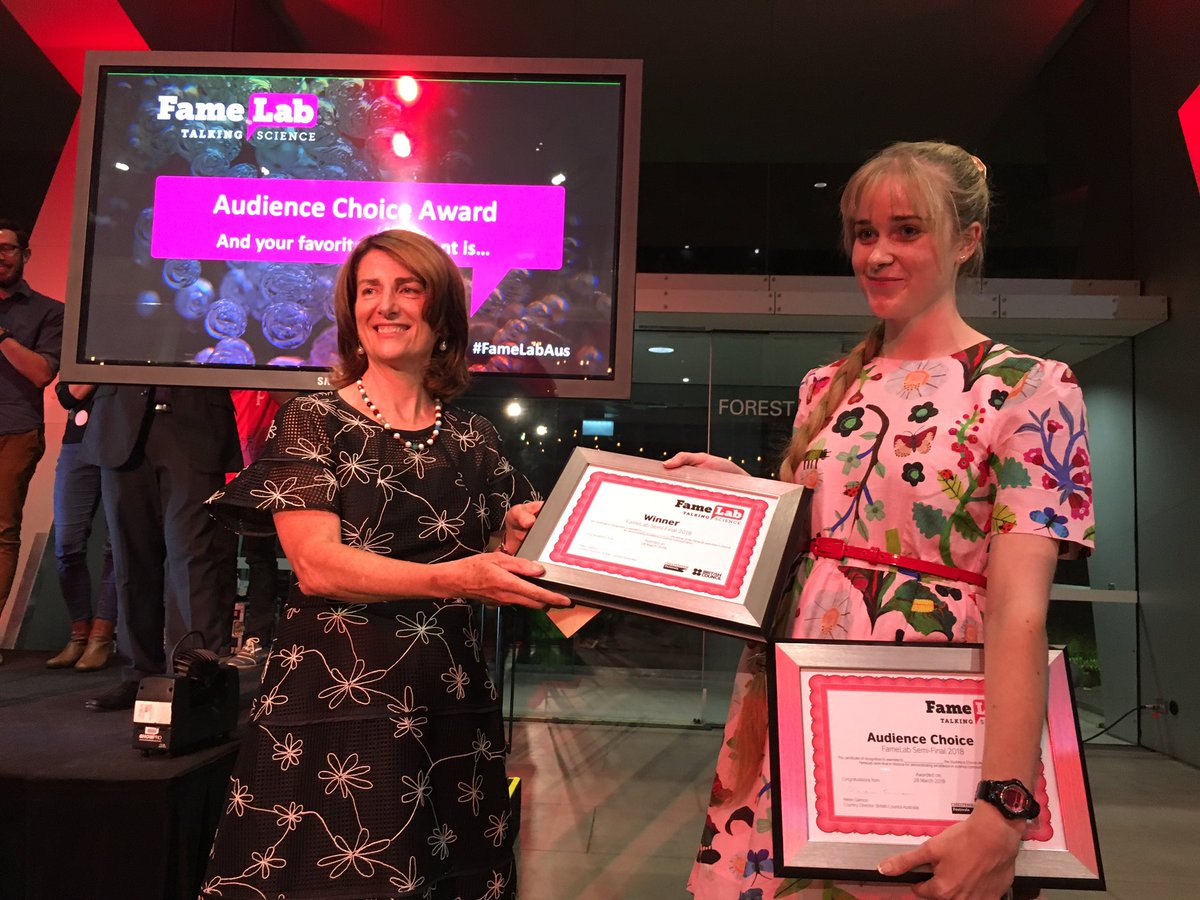 auBritish's tweet photo. What a night of STEM stories and cutting edge research explained on the stage! Clean sweep by the girls again @TobyHendy bagged the winner and the audience choice, @AnisaFarid bagged the runner up for the semifinals in Melboune, Victoria! https://t.co/Z3f3l7C48w