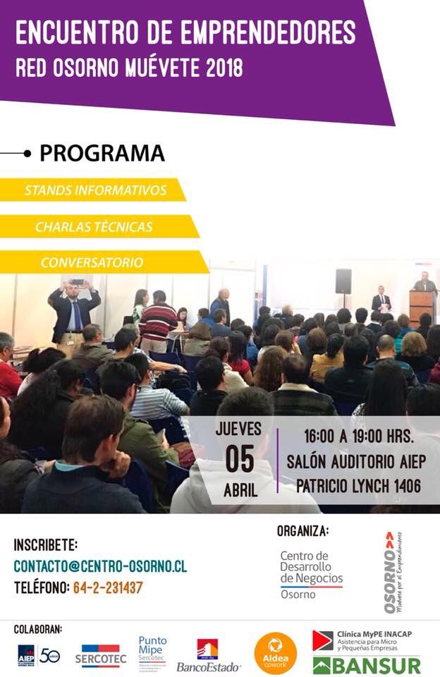 OsornoMuevete's tweet photo. ¡No te quedes fuera! Inscríbete  para Encuentro Emprendedor 2018.Toda la oferta publica y privada para tu negocio 👉🏻
https://t.co/0BLmDOwRrQ https://t.co/0HljbOTY5d