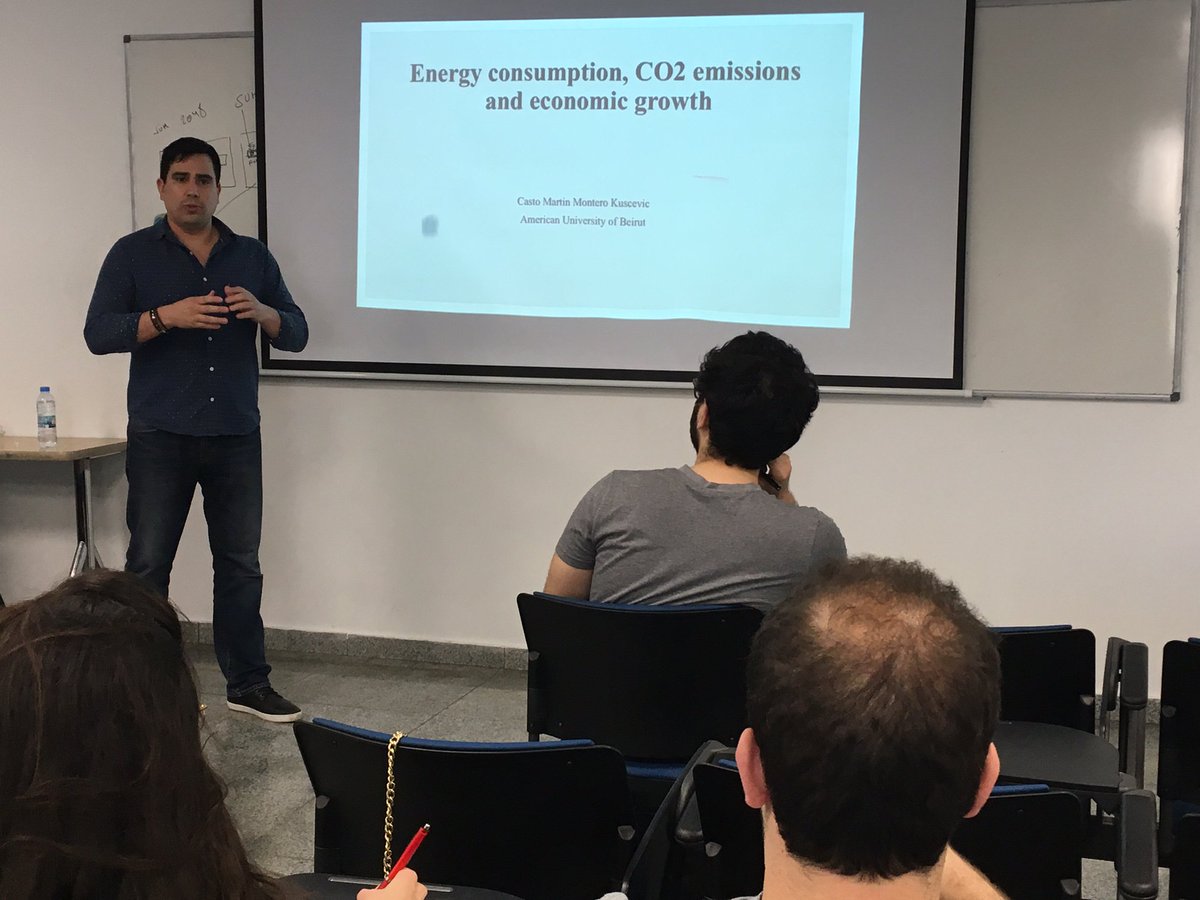 Boom_Renewables's tweet photo. It was a great pleasure to have a fellow countryman as a guest speaker in my course Energy Strategies for developing countries. Many thanks Dr. Martin Montego @AubFas for your brilliant talk on the nexus of energy consumption, CO2emissions &amp; economic growth @Energy_AUB @MSFEA_AUB https://t.co/xUW0B3Qusd