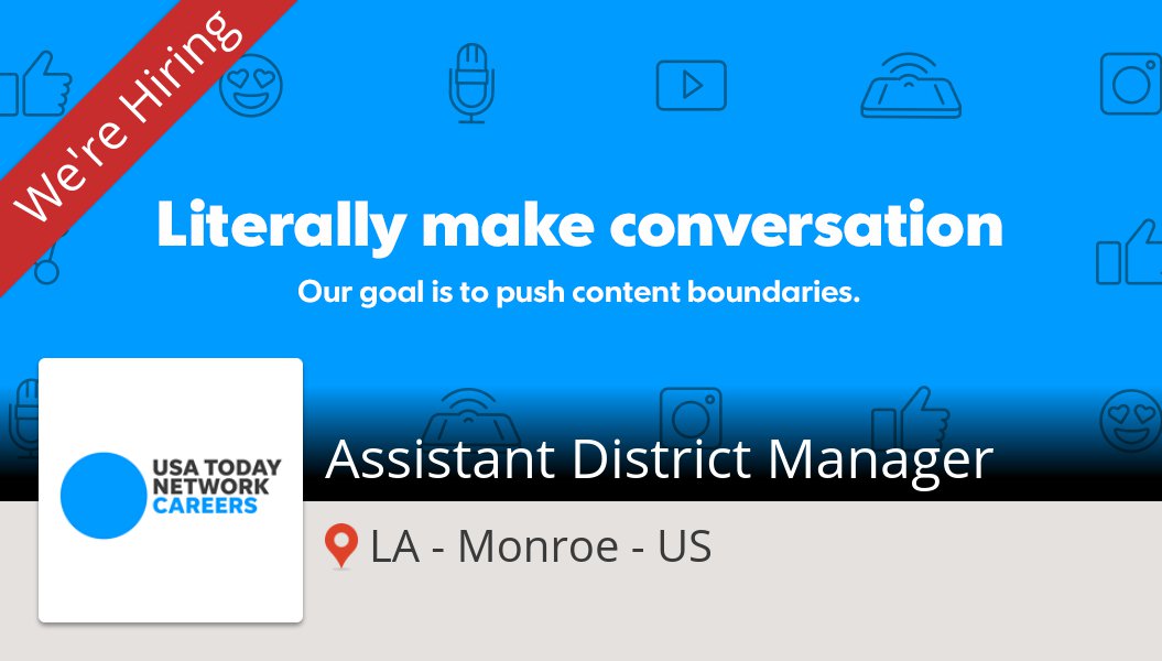 menmer12's tweet photo. #USATODAYNETWORK is hiring! #Assistant #District Manager in #Monroe, apply now! #job https://t.co/qZO8MSfiiS https://t.co/UtoWUs6Nds