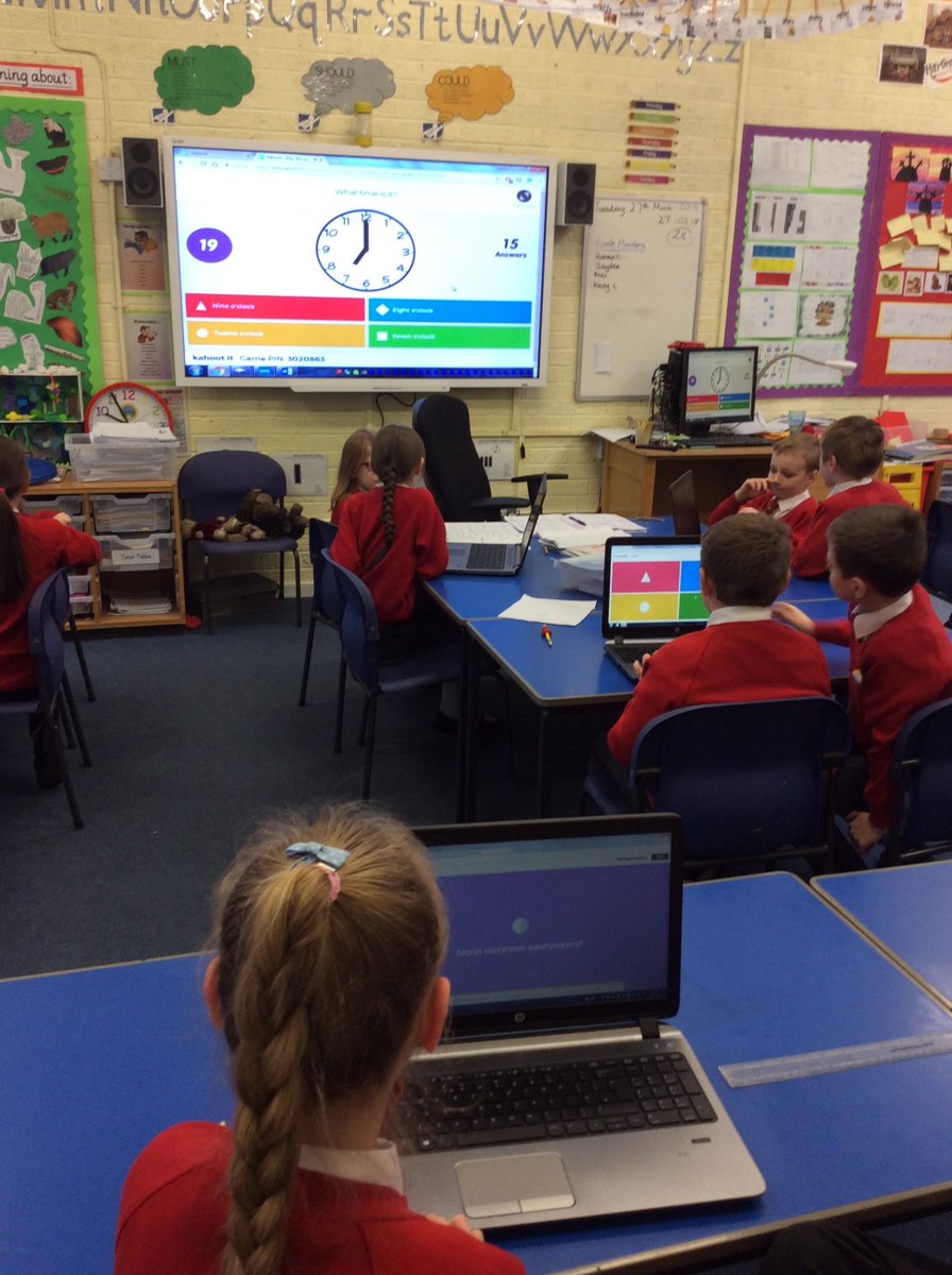 stmatprimaryY3's tweet photo. The #children were testing their knowledge of #time and #fractions with #kahoot. https://t.co/ww8dY5iJgH