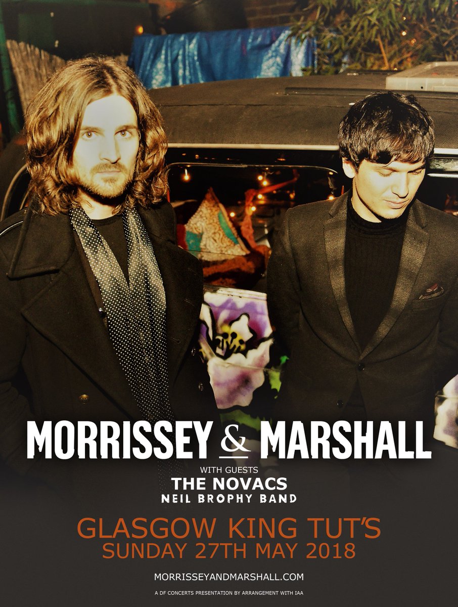 kingtuts's tweet image. Morrissey &amp;amp; Marshall (@MorAndMar) will be supported by @TheNovacs and @NeilBrophy Band this May. Tickets → ktwwh.co/MaM
