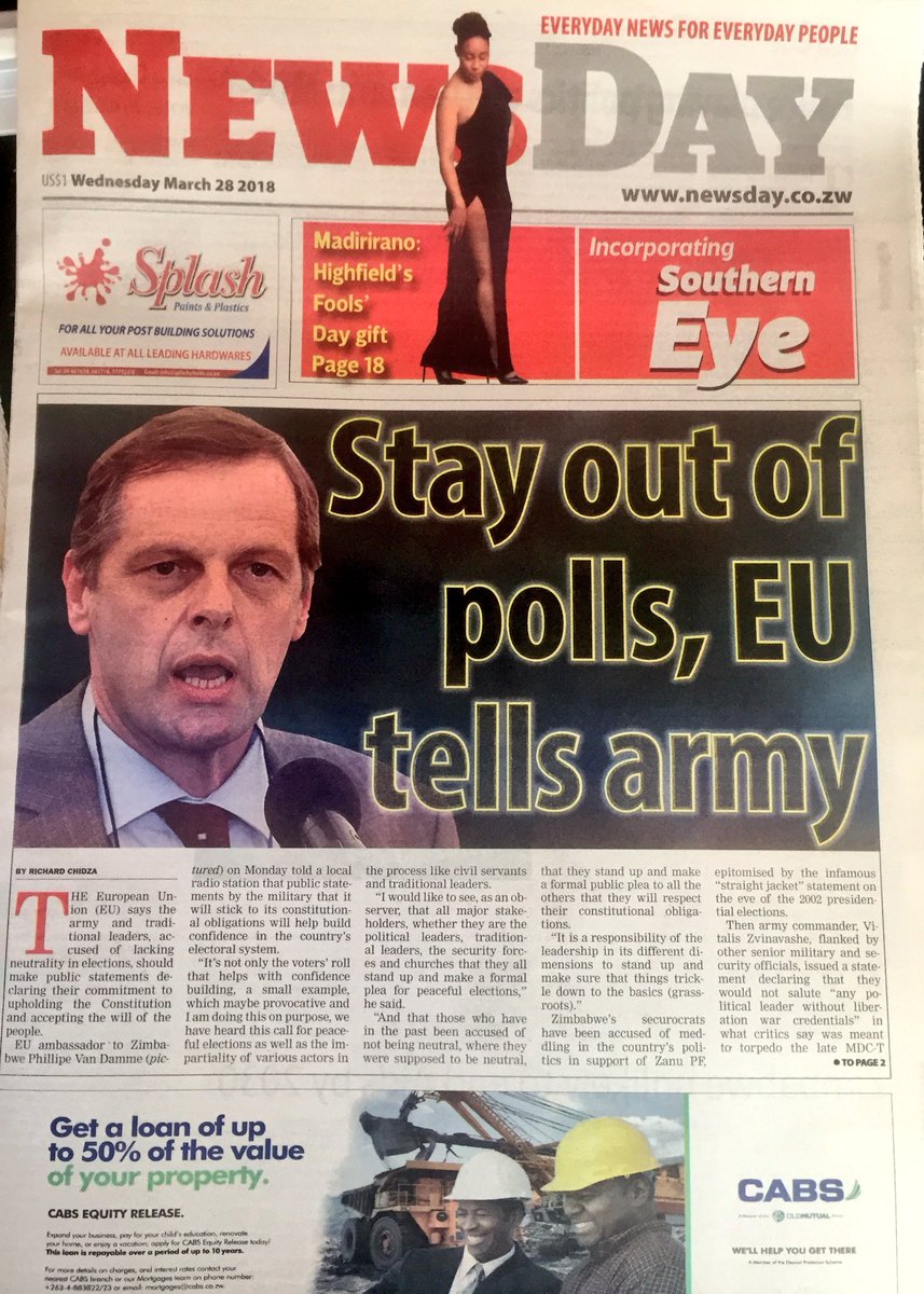 Zim Media Review On Twitter Newsday Quotes Eu Ambassador P Vandamme Eu Saying Army And Other Should Make A Statement Declaring They Would Accept Election Results Https T Co Ge4ym6fkrq