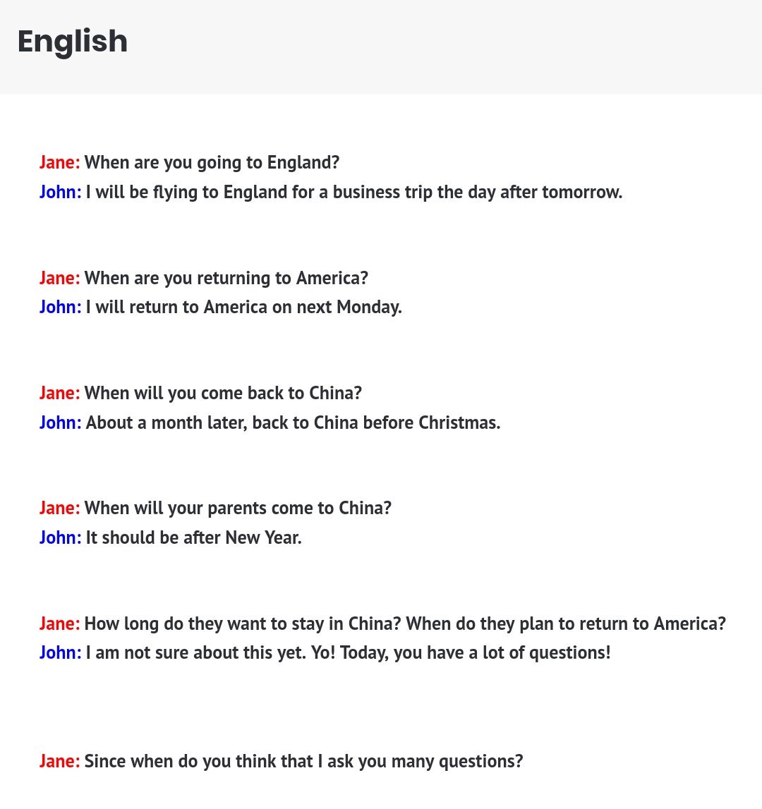 Howtosayinchinese On Twitter Chinese Conversation When In Mandarin English 1 3 John Is An American Who Lives In China Presently With His Girlfriend Jane First He Would Go To England For A