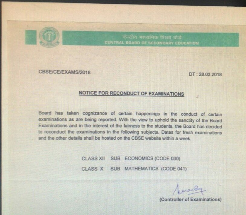 PantJojo91's tweet photo. #CbseBoardsFiasco

Class 10th will have to retake their Maths Board Exam as the paper was leaked. My sisters mood of exuberance on exams ending just died. Why is this batch subjected to such torture? #BoardsAreBack #PunishTheGuilty https://t.co/T9VgZjSzDQ