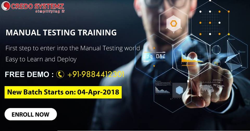 geethachennai1's tweet image. Manual Testing Training - Learn the basics of Software Testing to strengthen your basics and to be a Professional.
Talk to our consultants +91-9884412301
Check out: goo.gl/nUAnPP
#ManualTesting #SoftwareTesting #ManualTestingTraining #TraininginChennai #Credosystemz