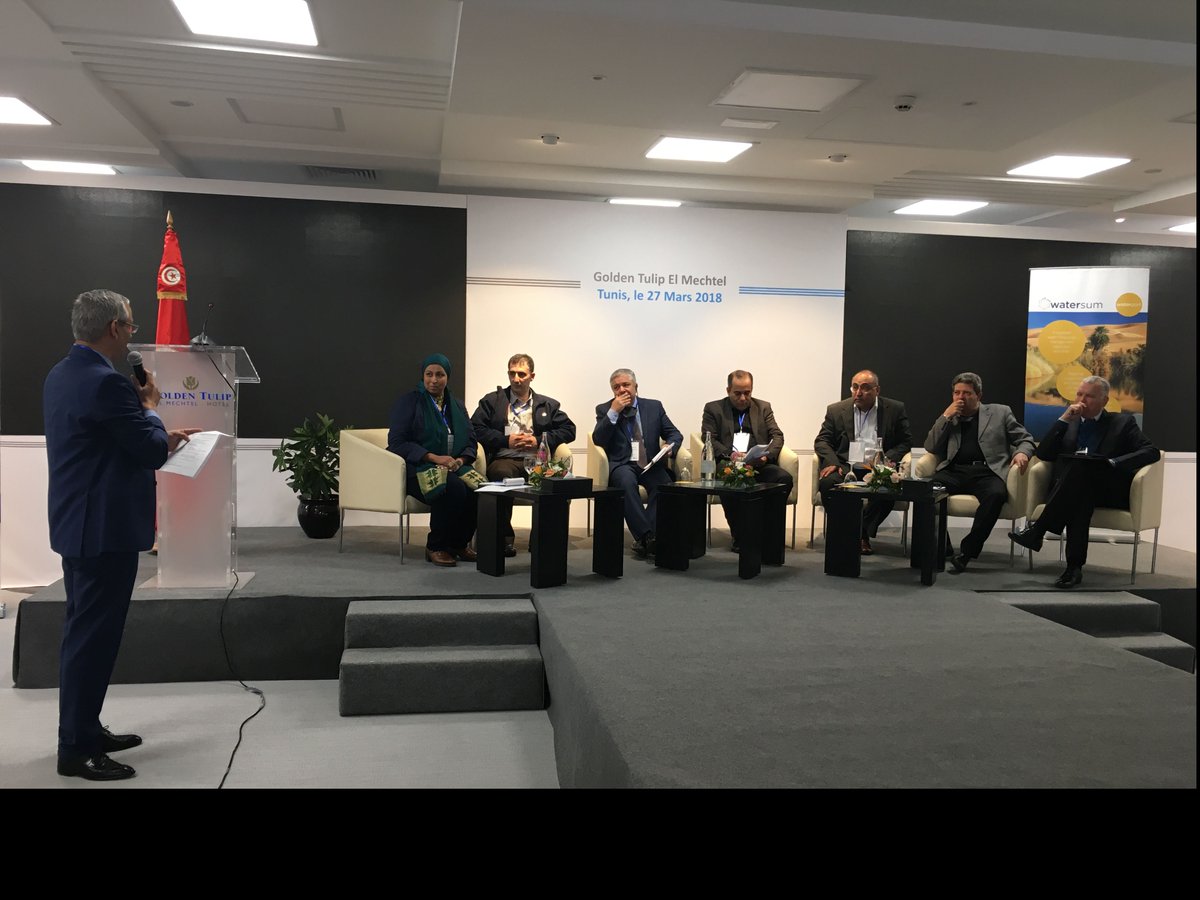 WATERSUMproject's tweet image. Promoting Sustainable Water Action in #MENA Region meeting held in #Tunisie March 27 2018. Presenting results of @WATERSUMproject to financing institutions &amp;amp; stakeholders and to identify areas in water sector that could be addressed through financial support. @RECstream