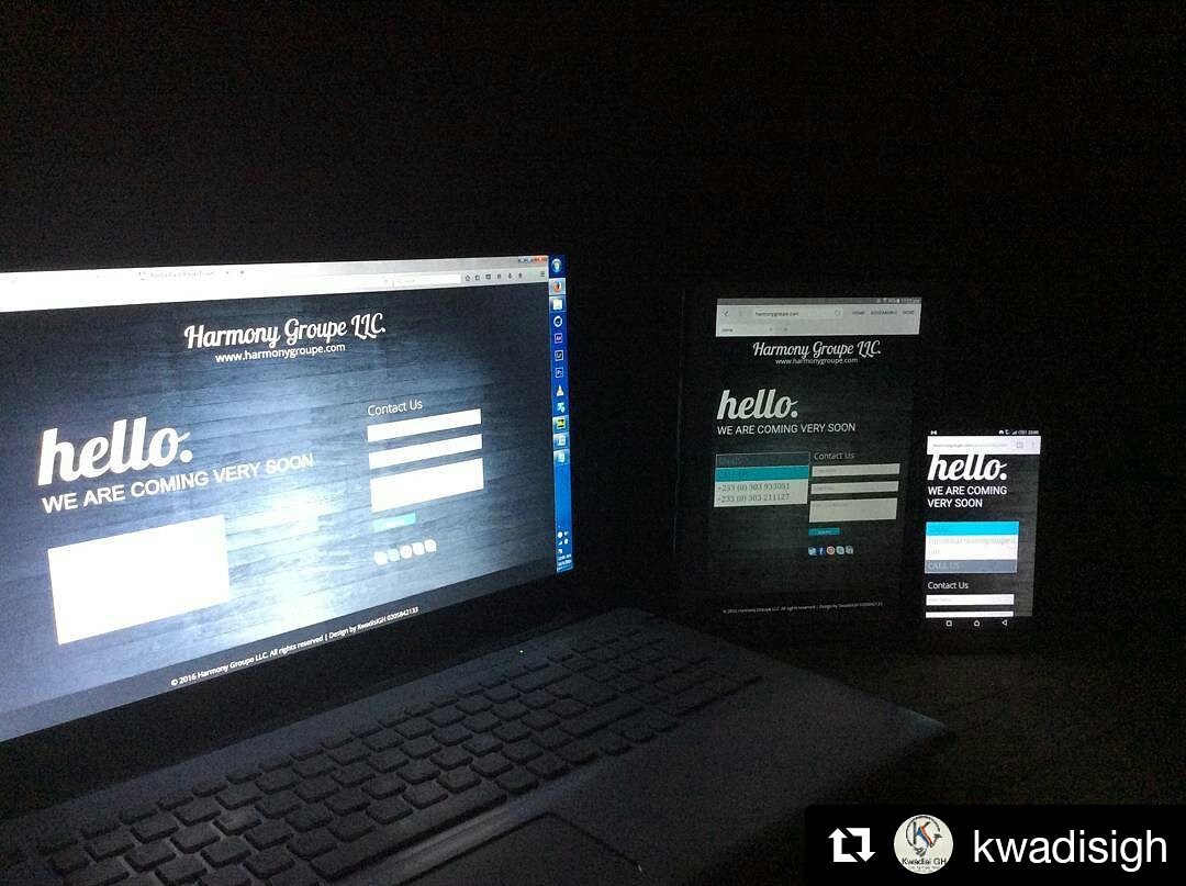 kwadisiwebgh's tweet photo. We @kwadisiwebservices design and develop responsive websites for all devices. Landing page for Harmony Groupe LLC .Full website loading.
#java #python #php #responsive #underscorejs #javascript #codeholicshk #js #geek #programmer #developer #coder #jsdev #dotnet #codeaholics https://t.co/6sKQqQ6Fk9