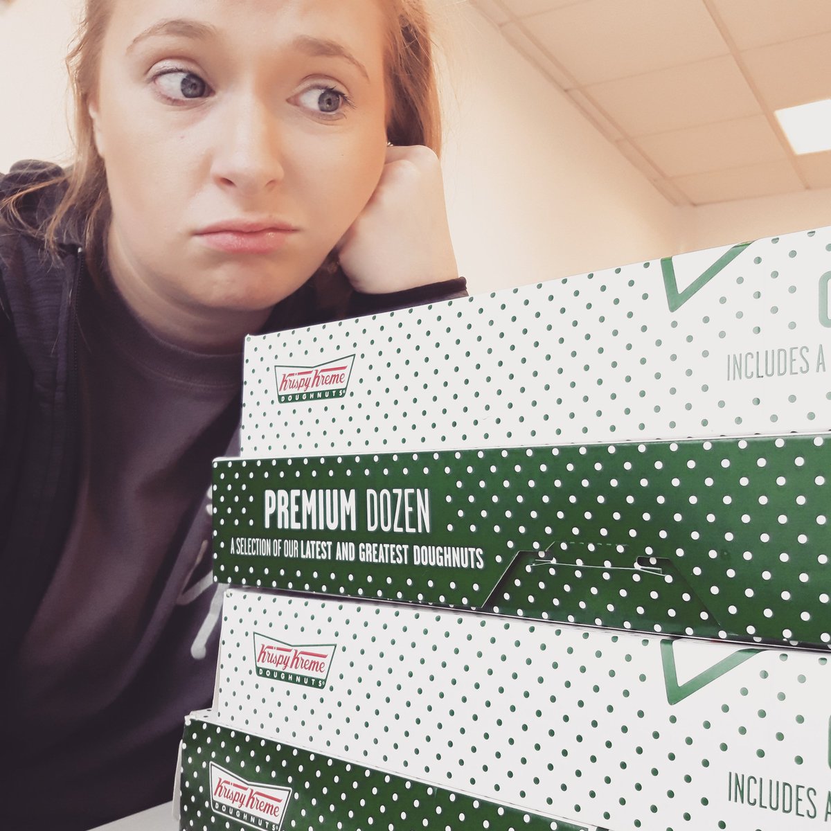 NcsKristina's tweet photo. So hard not to eat all these doughnuts for @StCleres1 year 11 summer sign ups!! 🤣 Only joking! Make sure you come and see us today at lunch time for your free #krispykremedoughnut 🤗🍩🍩 https://t.co/Oqd96hwvgc