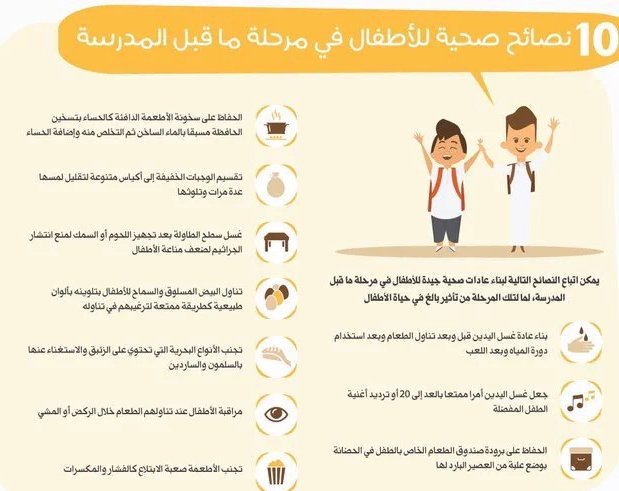 نصائح صحية للاطفال لسن ماقبل المدرسة 🎗