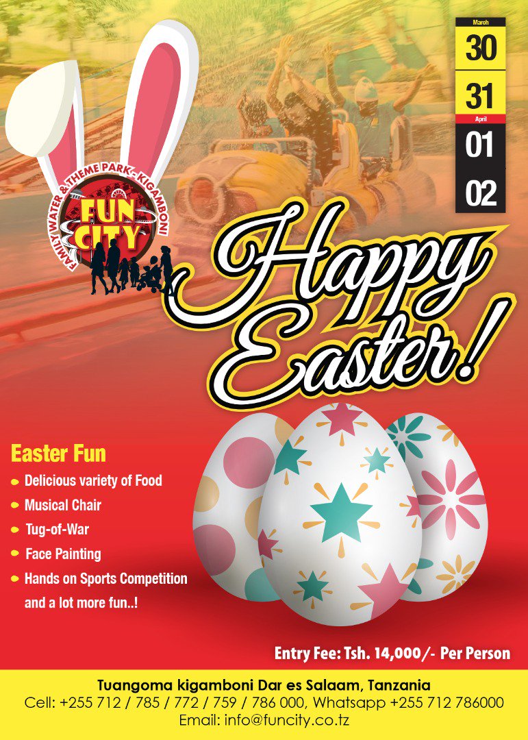 FunCityTZ's tweet photo. Celebrate your Easter holidays with us at Funcity if you are in the mood for squiggles, giggles and snacks.”A Festival of Sheer Madness”Do not forget to enjoy the delicious food from our Hilltop Cafe, with an amazing view above the hill.With two great parks for the price of one, https://t.co/LOgqjOG5pn