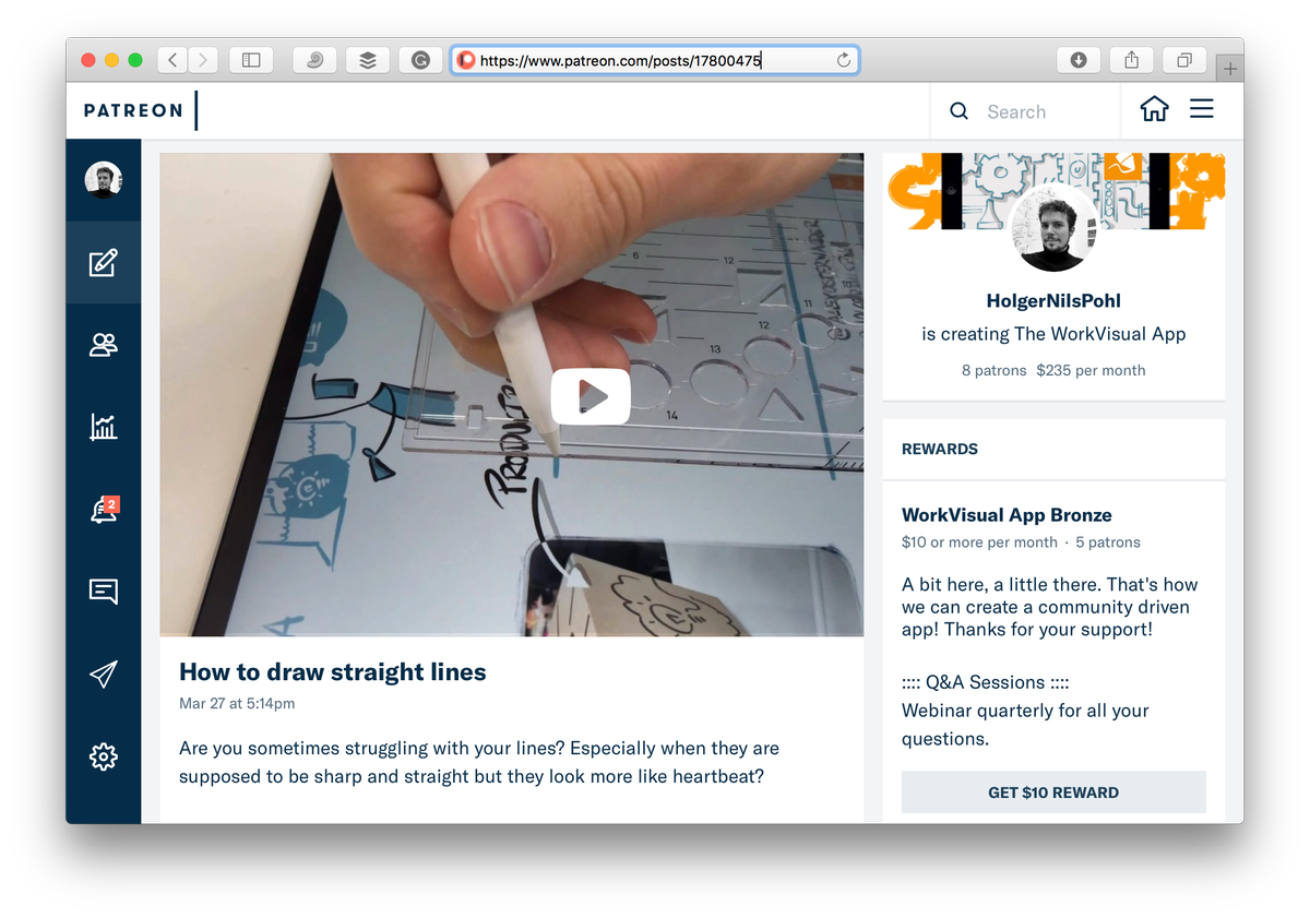 WorkVisualApp's tweet image. Video: How to draw straight lines with the @workvisualapp buff.ly/2GeCIjW
This is your chance to visit our @patreon page and help us raising money to continue the development of the App. :)