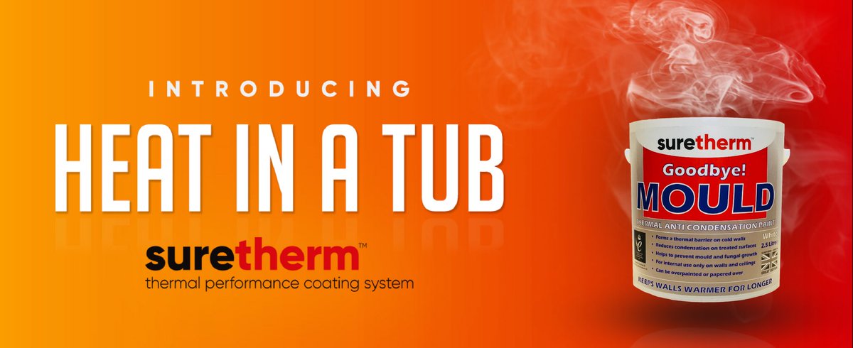 Suretherm thermal anti condensation paint keeps walls warm and can be used on cold areas as an alternative to thermal liners. By keeping surfaces warmer for longer, condensation is reduced and mould does not grow.