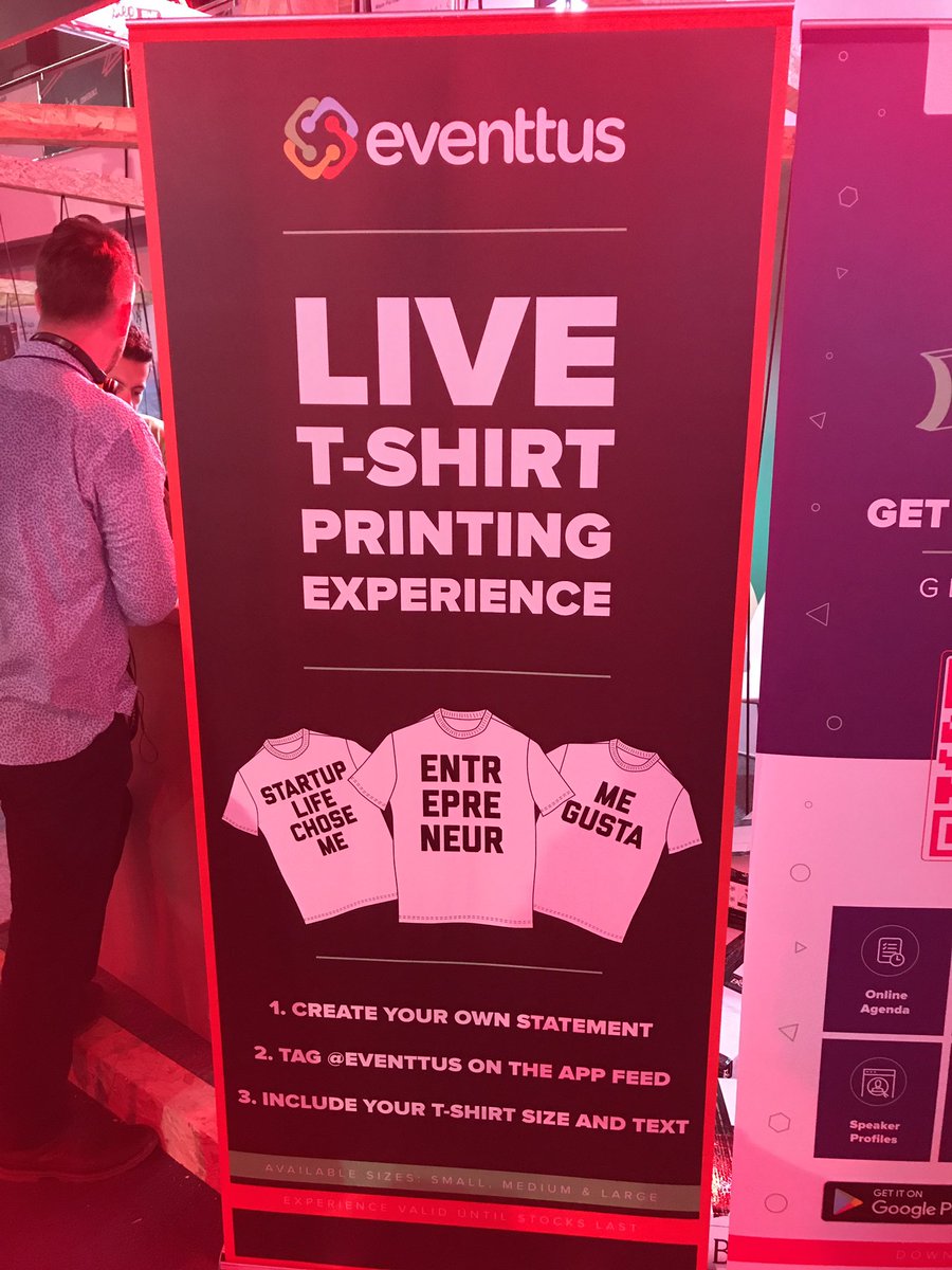 Eventtus's tweet image. Is it lunch time already?
Before the break ends get your free customized t-shirt from Eventtus 

#step2018 #stepconference