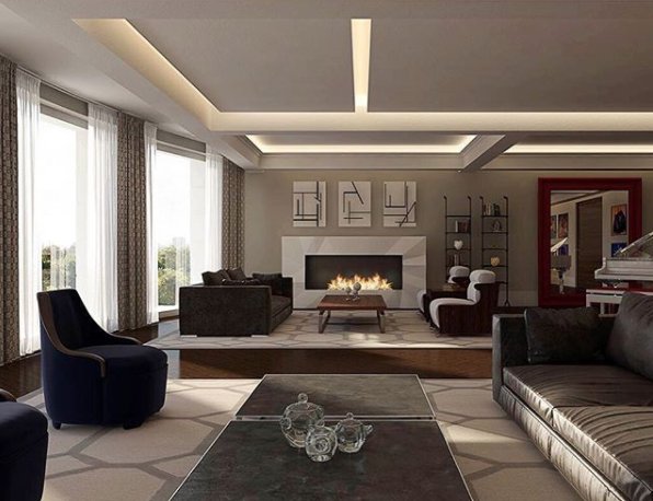 Our clients vision was to create their ideal family home but also a luxury space to entertain guests. We combined soft and comfortable finishes and a statement fireplace to make it as “hygge” as possible.