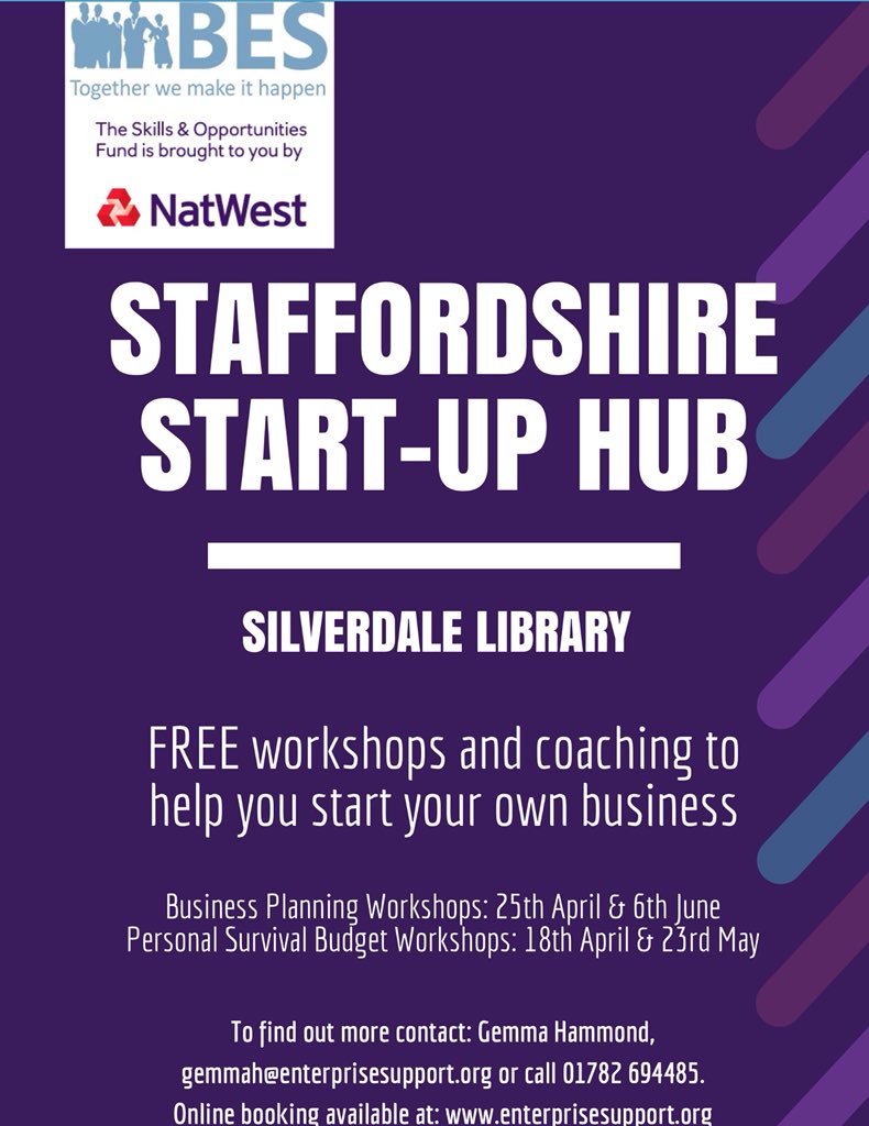 GeorginaWoodco's tweet photo. I will be supporting @beslimited with their Start Up Hub on how to make you Financially Fitter with your personal finances 💵 
See below for the upcoming workshops of how together were supporting the communities of #Staffordshire @SilvdaleLibrary #StaffsStartUpHub https://t.co/i94syXXDMS