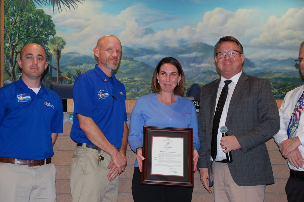 El Cajon received a $50,000 Grant from PetSmart Charities for the Animal Shelter! This will be used to purchase spay &amp; neuter medical equipment. In appreciation, the City Council presented a commendation to PetSmart Charities at the 3/27 Council Meeting. Thank you PetSmart! 🐶🐱