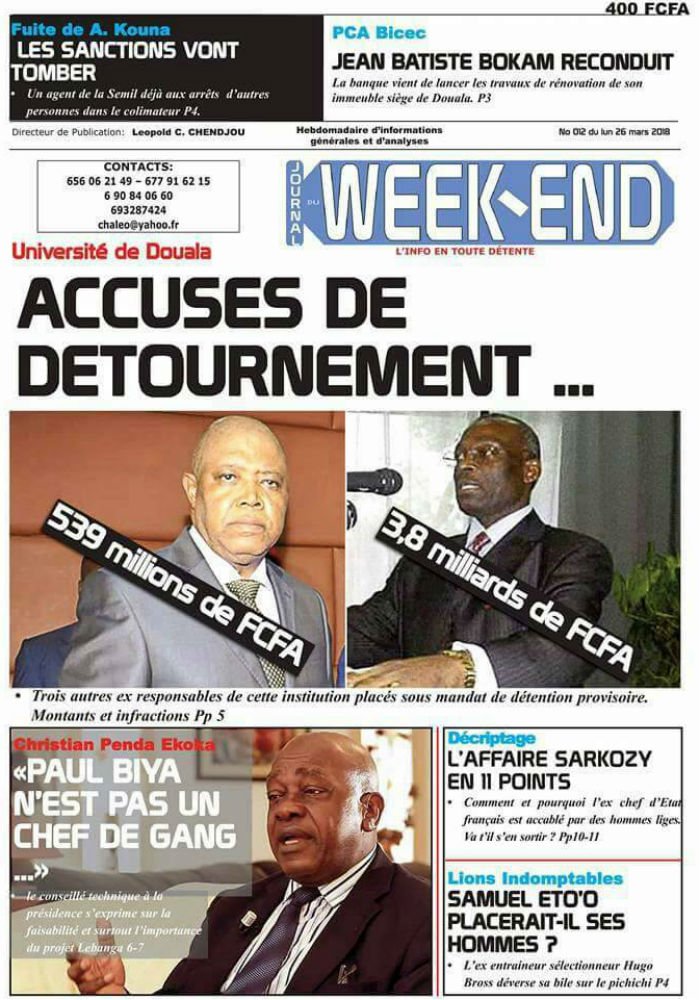 KamerunLand's tweet photo. La revue de presse de ce Mercredi 28 mars 2018 (4) https://t.co/Ph0CoDLDRE