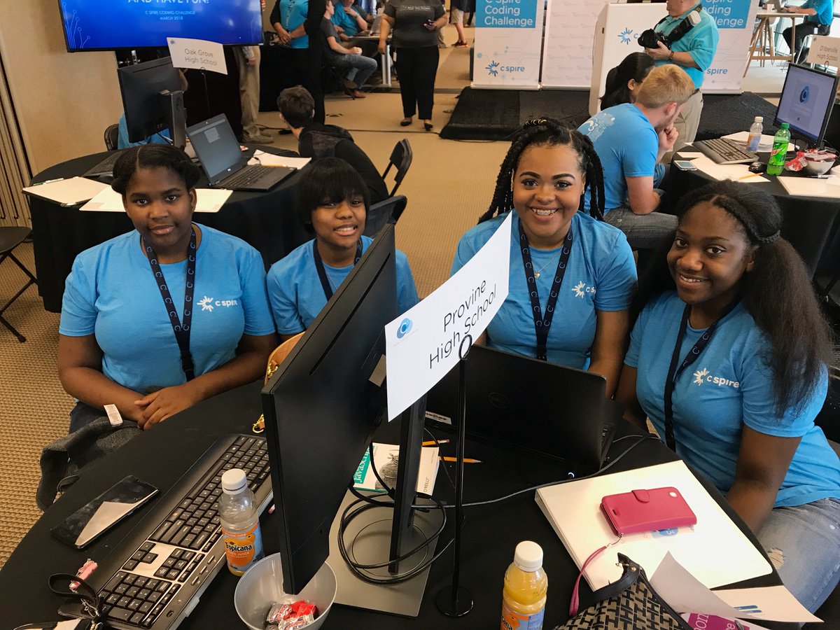 CSpire's tweet image. Shout out to our only all-girl team from Provine High School competing in the Spring 2018 C Spire Coding Challenge! Good luck, ladies!

#WomenInCode #STEM #CSpireC3 #CSpireTechMVMT