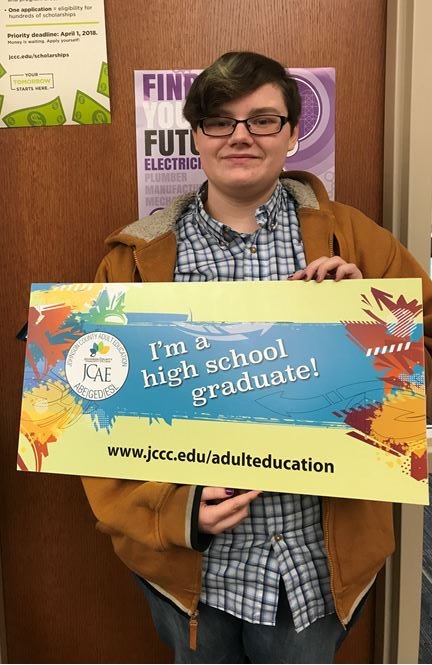 JCAE_JCCC's tweet photo. Kaiya Stark is excited about her latest accomplishment of completing the requirements for her Kansas High School Diploma. Congratulations Kaiya! #JCAE@JCAE_JCCC https://t.co/inVomMVKhA