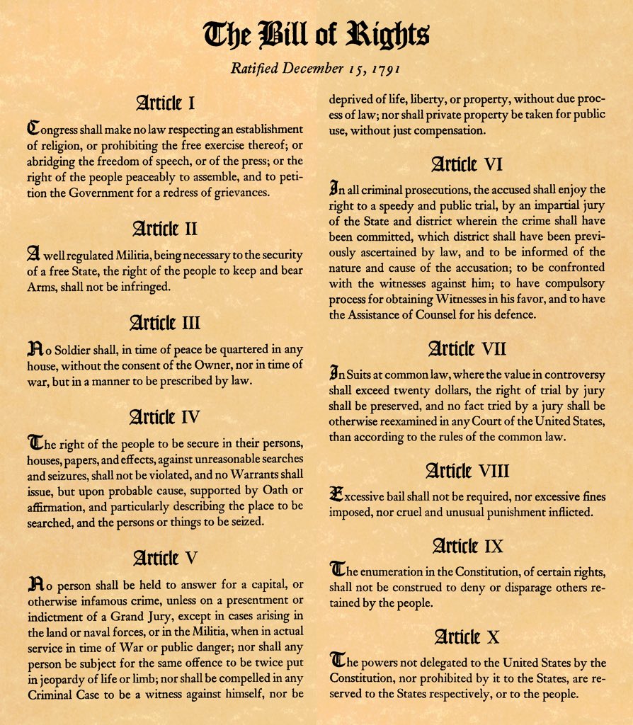 ONE OF THE BEDROCK CIVIL LIBERTIES GUARANTEED TO ALL AMERICANS IN THE ORIGINAL BILL OF RIGHTS, UPON WHICH THE UNITED STATES OF AMERICA WAS BUILT, IS TODAY OPENLY UNDER ATTACK. THEREFORE OUR CONSTITUTION IN WHOLE IS BEING ASSAULTED. 2/