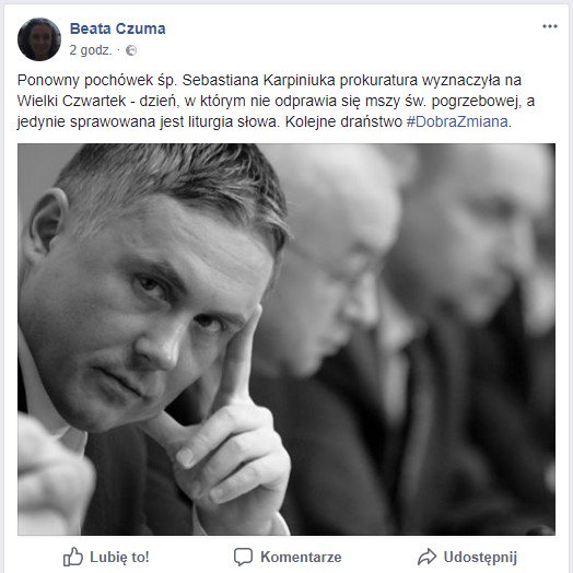 Pamiętacie ekshumację Sebastiana Karpiniuka, przeprowadzaną w nocy, wbrew woli jego przyjaciół i nieżyjącego już ojca, który przed śmiercią pozostawił list, w którym sprzeciwiał się temu?
Ponowny pogrzeb wyznaczony jest na dzień, w którym nie robi się pogrzebów.