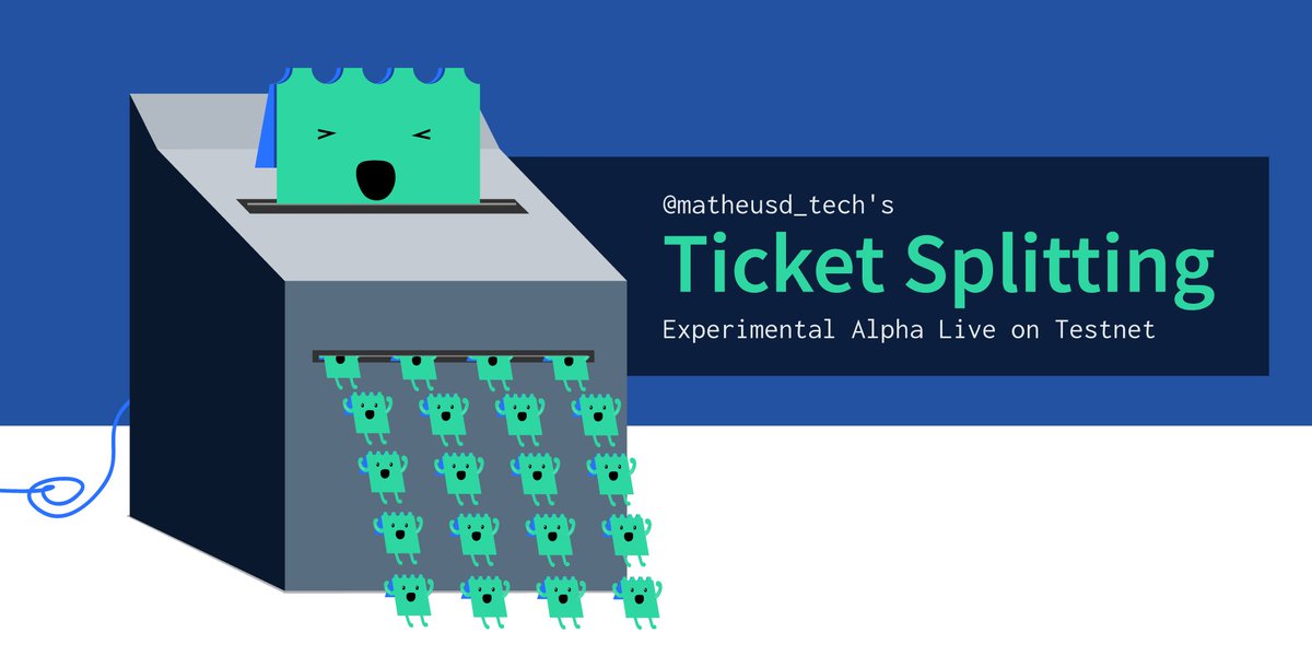 Excited to announce the alpha launch of <a href="/matheusd_tech/">Matheus Degiovani</a>'s ticket splitting for #Decred! It's experimental &amp; live on $DCR's testnet. Today, he successfully created a 10-way ticket split: testnet.dcrdata.org/tx/56a9b59fa2b…

Your feedback &amp; contributions are welcome! 🎟 github.com/matheusd/dcr-s…