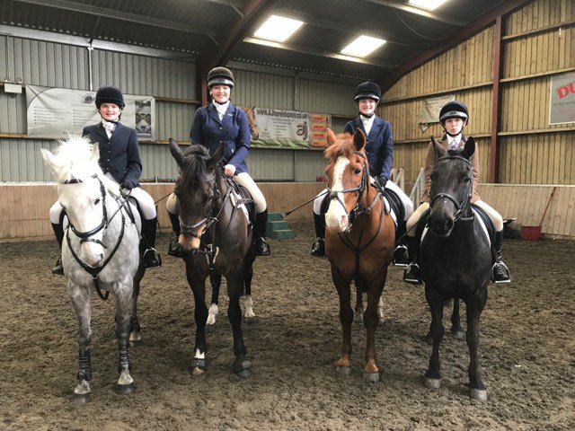 QueenMarysSch's tweet photo. We have Queen Mary's teams at the Yorkshire Boarding Schools showjumping competition in Northallerton today. We have won the 80cm showjumping round! Well done Amelia, Amelia, Hattie & Amy! Well done girls, we are very proud of you! #Showjumping #equestrian #SchoolEquestrian https://t.co/kE8X1eZ9IZ