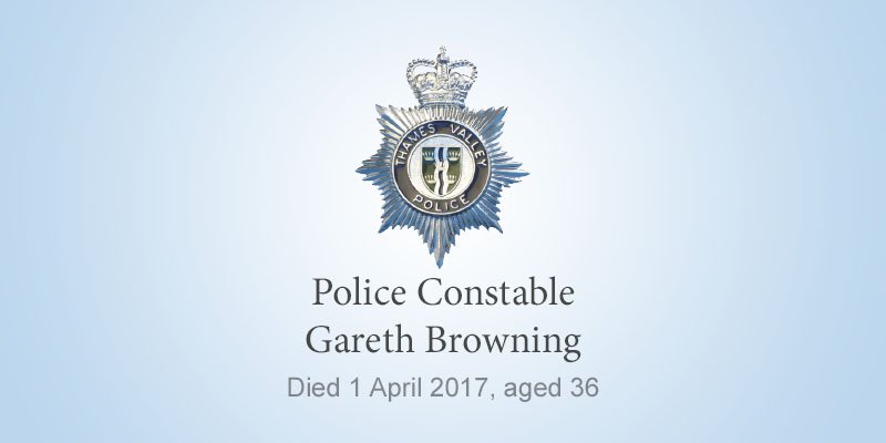 Police Constable Gareth Browning tragically passed away on 1 April 2017 after sustaining extensive injuries on 30 November 2013 whilst attempting to stop a stolen car fleeing the police. 

#RestInPeacePCBrowning