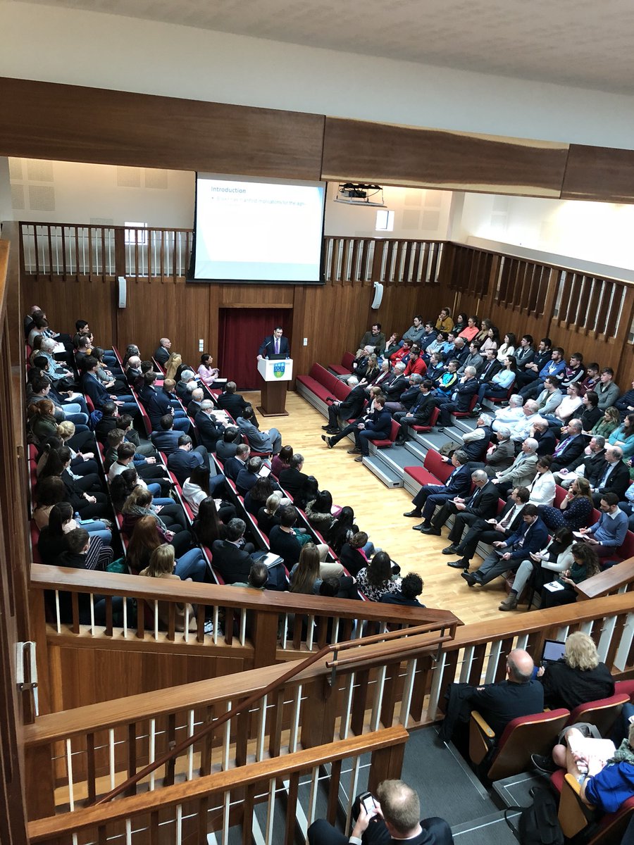 ucdagfood's tweet photo. Incoming Prof of Agriculture and Food Economics @ucdagfood Michael Wallace presenting research findings from UK in a Changing Europe study - Unilateral Free Trade would expose UK farmers to direct competition from low cost global exporters #BrexitUCD https://t.co/E3IXjCTE6g