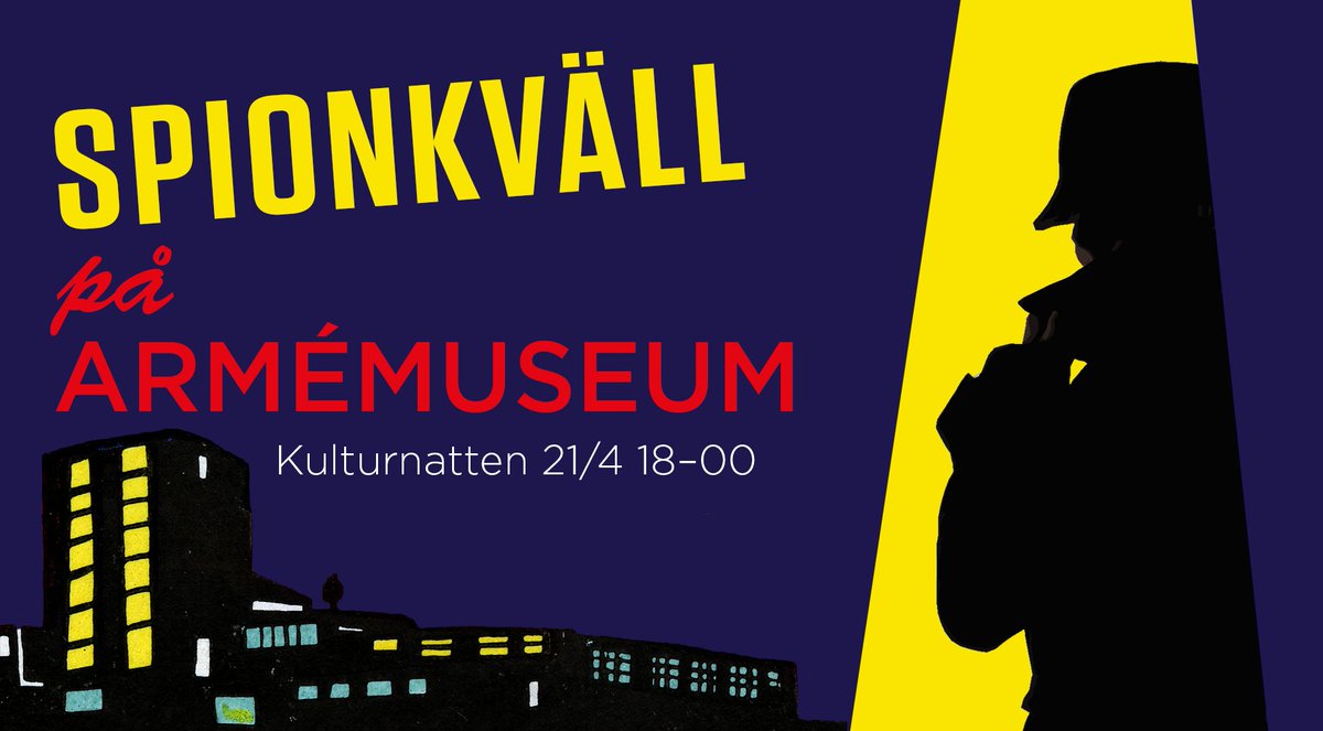 Spionkväll på Armémuseum på #kulturnatten! Föredrag, spionquiz, kryptopromenad och infofilmer från kalla krigets dagar. Programmet finns här: armemuseum.se/besok-oss/kale…