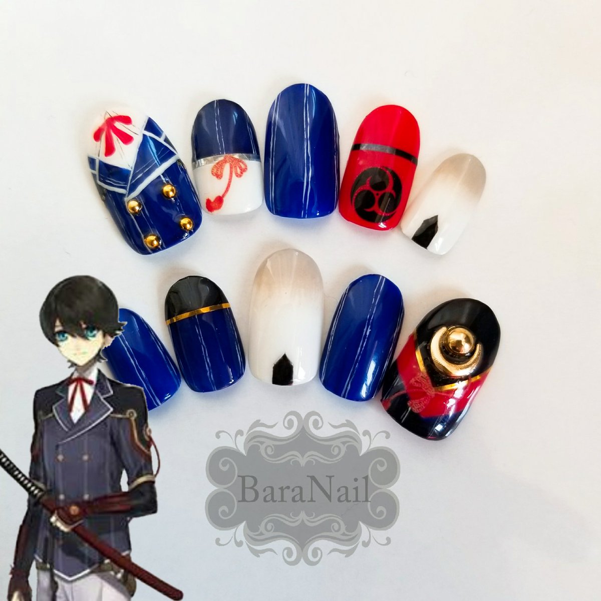 BaraNail's tweet photo. #BaraNail
#刀剣乱舞
#刀剣乱舞ネイル
#とうらぶネイル
#とうらぶ
#堀川国広
#堀川国広ネイル https://t.co/yAW2mMHNul