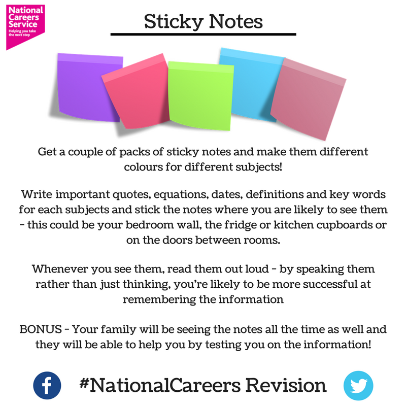 NationalCareers's tweet photo. #NationalCareersRevision
Once you’ve got your subjects and timetable organised, you need to actually start revising!
Have a look at a few of the different methods and see which one might be best for you https://t.co/1kQPsWAsAs