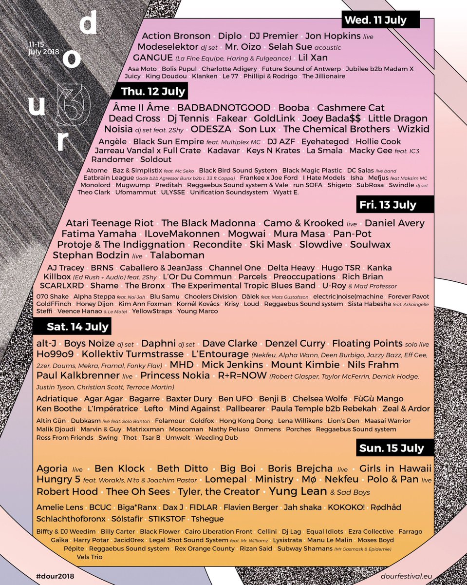 Line-up complete 🎉
More than 200 artists on 7 stages, during 5 days of love ❤
-
Major artists, future headliners and a giant laboratory of new musical trends! 
Info &amp; tickets › dourfestival.eu/tickets