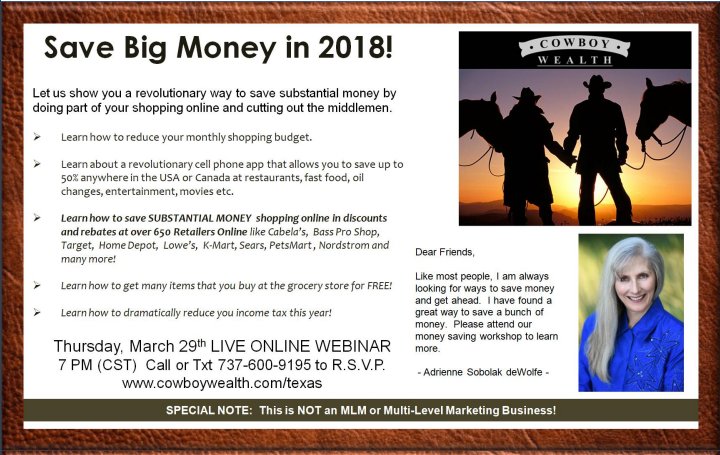 COWBOY WEALTH: Live High on the Hog...