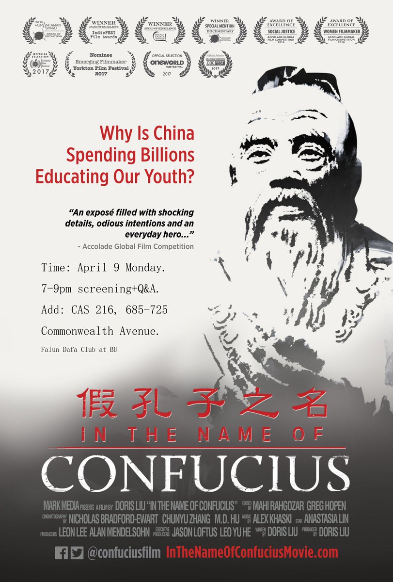 dfpads's tweet image. From the Confucius Institute, China’s aggressive campaign to infiltrate American classroom and harm academic freedom. Join this free BU movie screening on April 9: goo.gl/RJvFN3