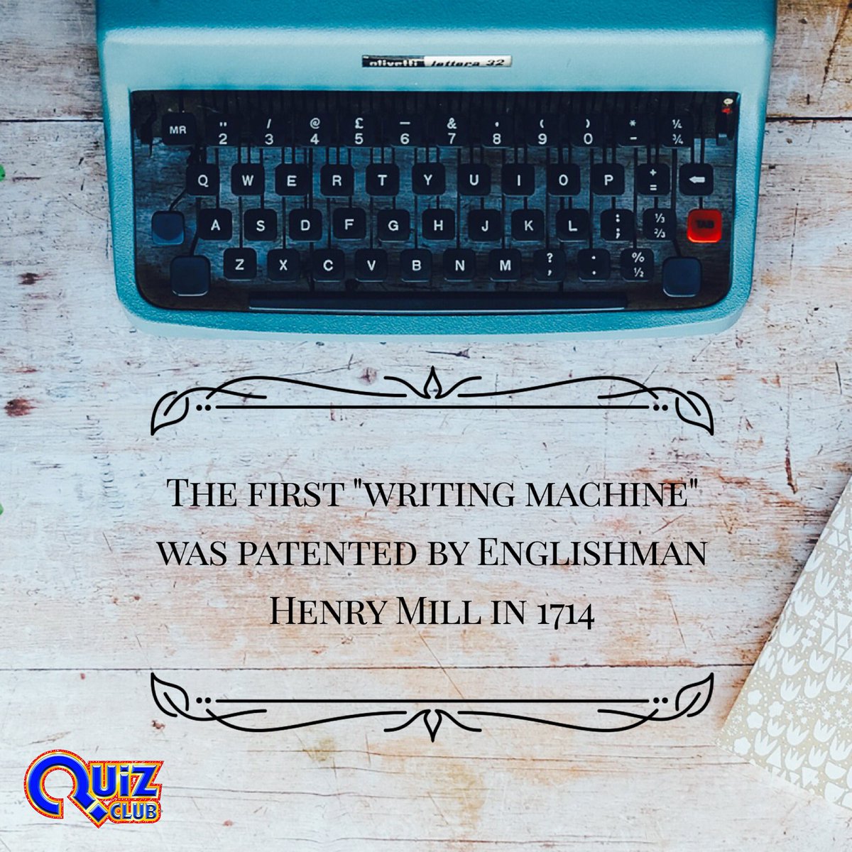 QuizClubUK's tweet image. FACT OF THE DAY - Instagram
#FactOfTheDay #typewriter #writingmachine
© Quiz Club Ltd.