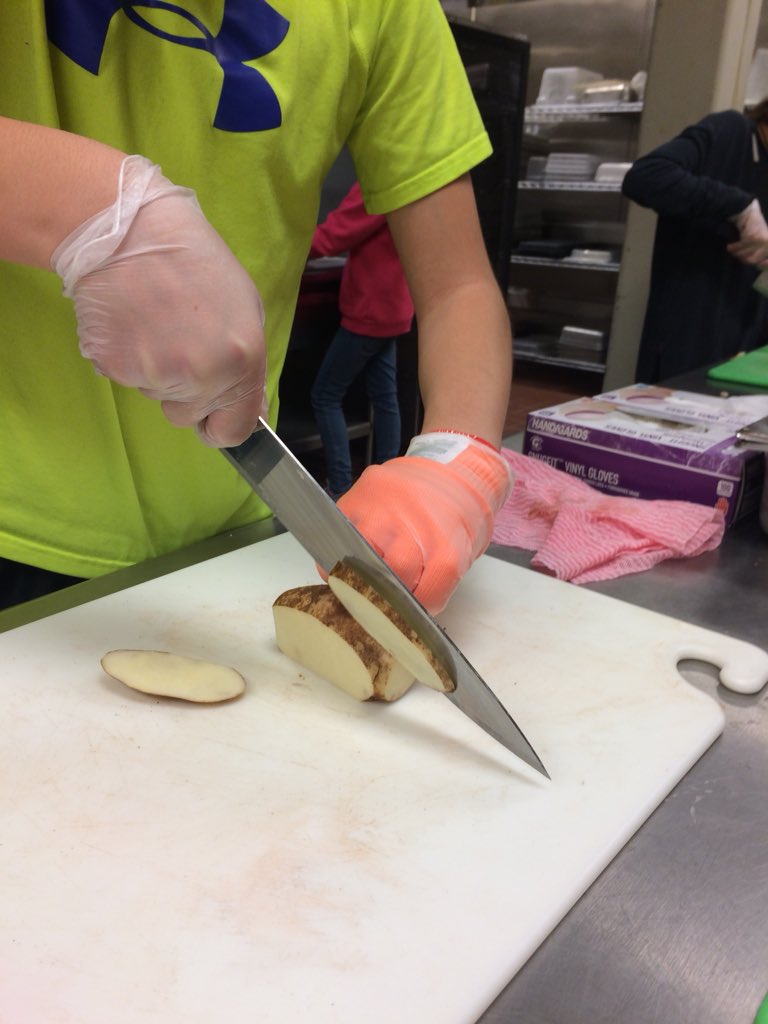Middle school cooking club honing their knife skills <a href="/WMSshamrocks/">Westfield MS</a>