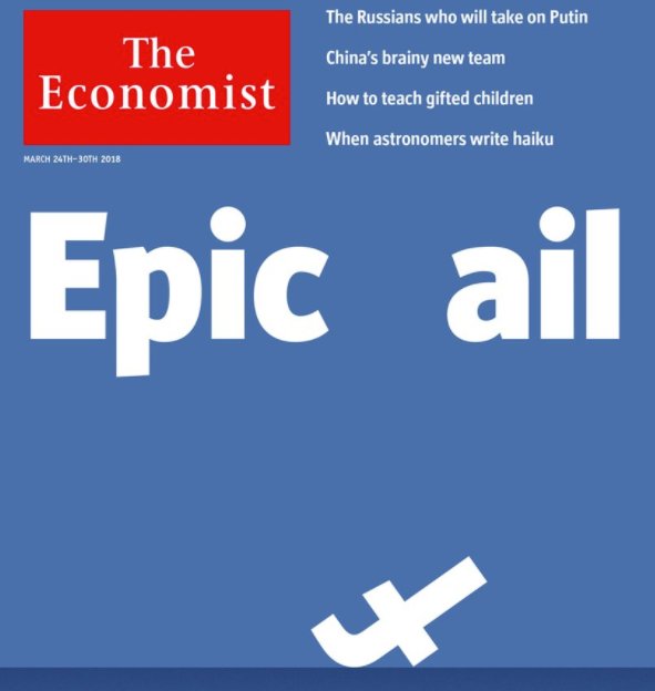 reponseio's tweet image. What the f, indeed: Economist magazine cover perfectly captures the fall of Facebook buff.ly/2HYlQOO