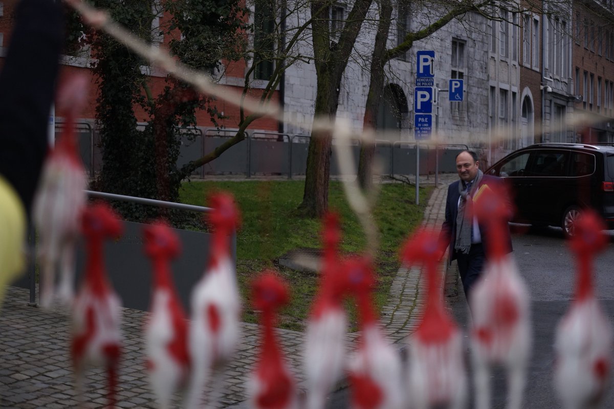 amnestybe's tweet image. Ce matin nous étions au @ParlWallonie, avec des coqs ensanglantés pour demander à @wborsus de redonner un peu de moralité au coq #wallons.

⛔️✋ventes d’armes à l’#ArabieSaoudite &amp;amp; à tous les criminels de guerre : bit.ly/couragebelgique #WallonieImmorale