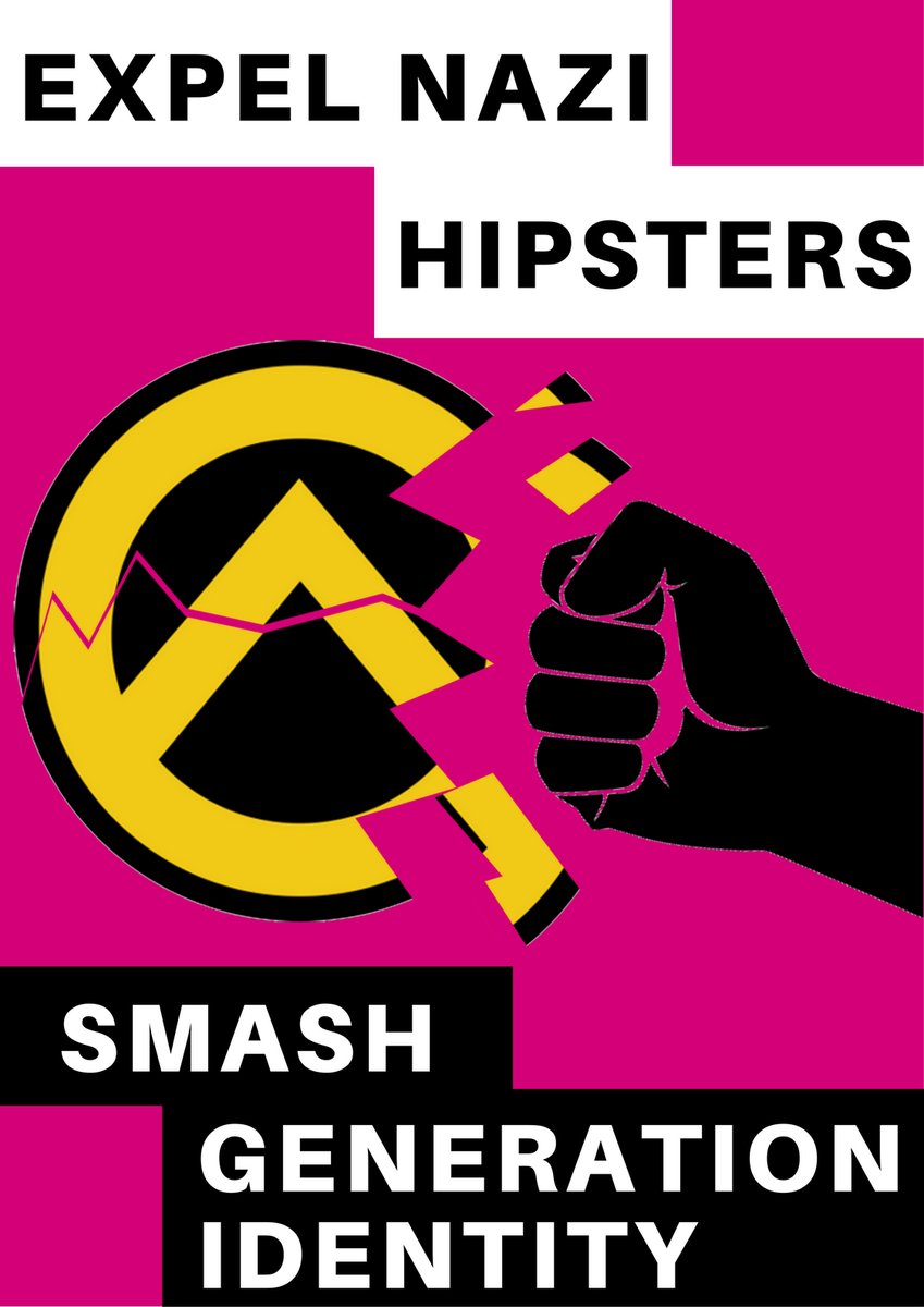 SOASoccupation's tweet photo. Hipster Nazis NOT WELCOME on our campus. Generation Identity had their banner taken down in minutes and they fled after SOAS and Birkbeck students told them to fuck off. We are an Anti-Fascist university. https://t.co/WUl3Xp09xf