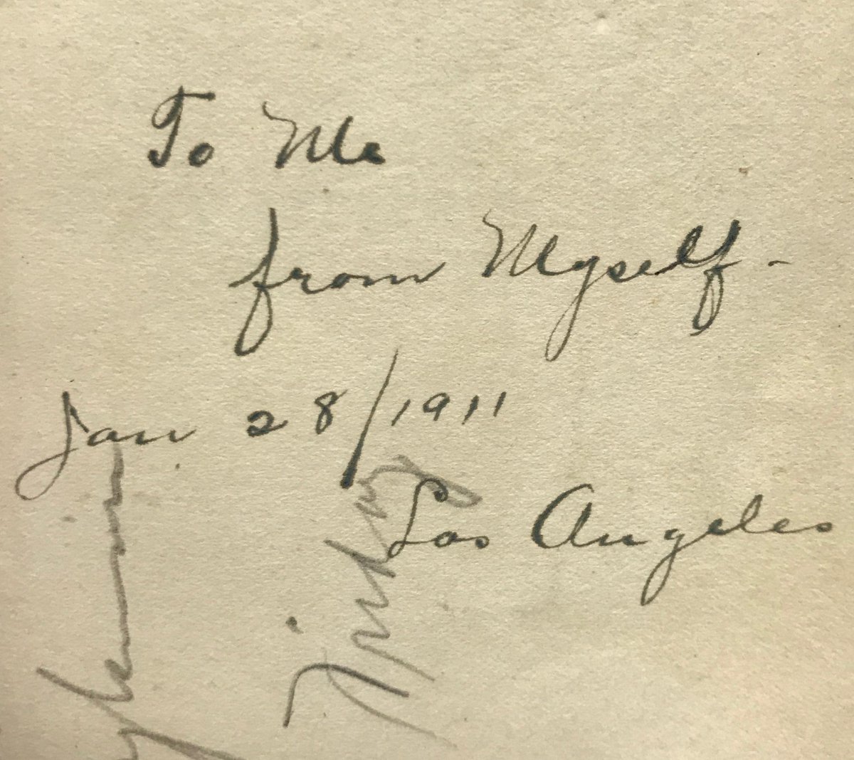 Newport_Library's tweet photo. Sometimes you need to treat yourself. (Inscription reads, "To Me from Myself Jan 28/1911.") #FoundInTheBookDrop https://t.co/Pf9aKG2dD5