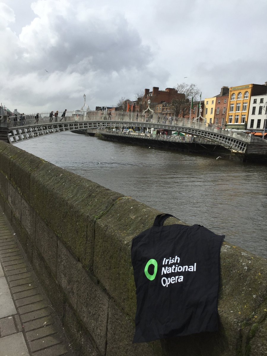 IrishNatOpera's tweet photo. The INO tote bag takes a stroll down the river... Enter #INOChallenge #operaplot by 11pm tomorrow to win a tote bag of your own! #INOFigaro #INO2018 https://t.co/B2SrhtZO5v