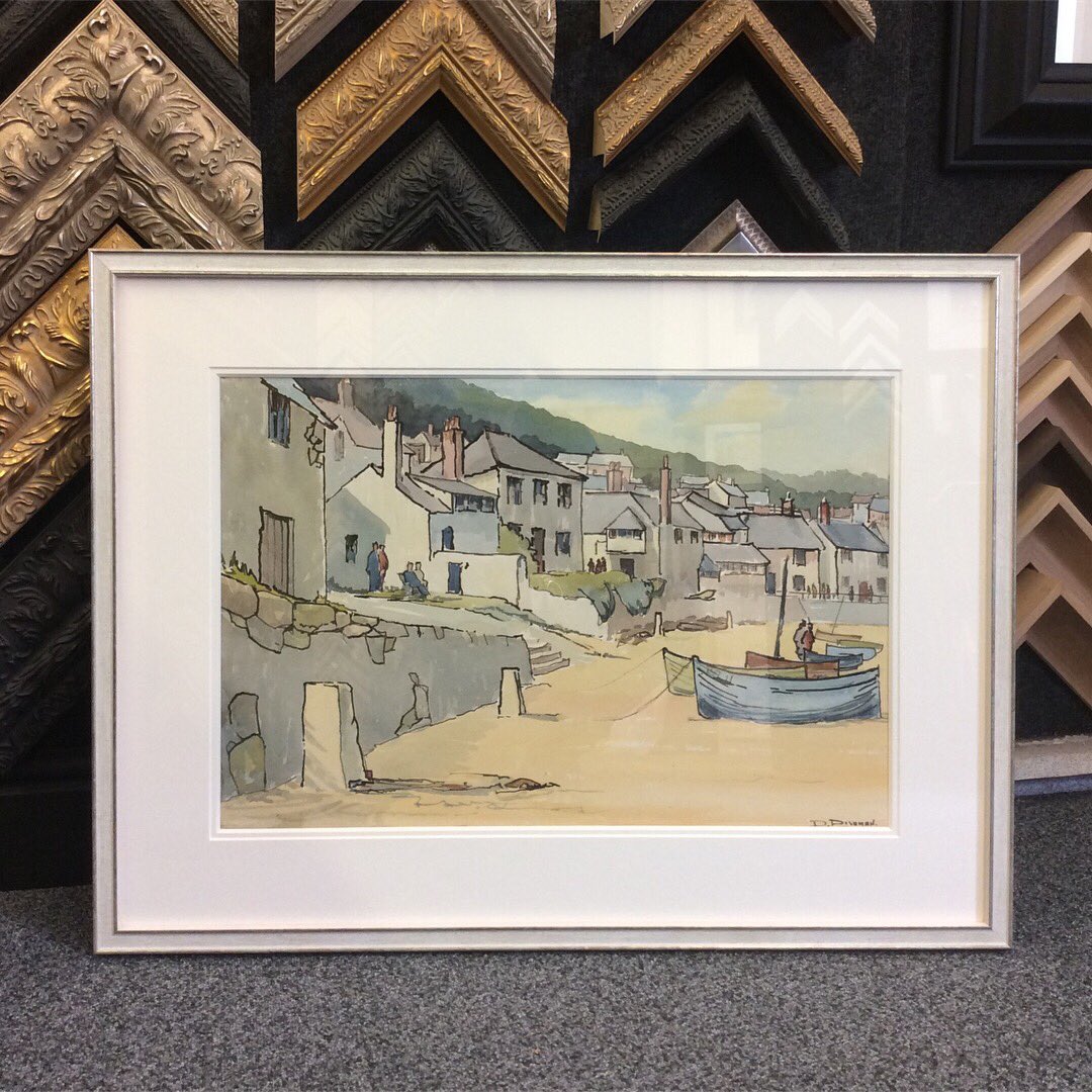This charming watercolour of Penzance was brought to us in a tired old frame and mount - they wanted a more modern framing to bring the piece to life again! instagram.com/p/Bg371qgFSHc/