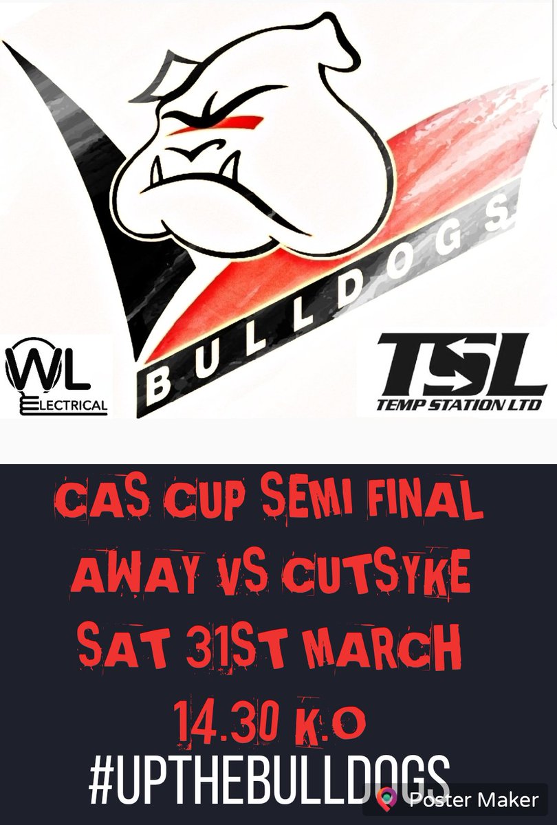 AllertonArlfc's tweet photo. This Saturday we travel to @CutsykeRaiders in the Cas Cup Semi Final #UPTHEBULLDOGS https://t.co/qDjaVf5Mis