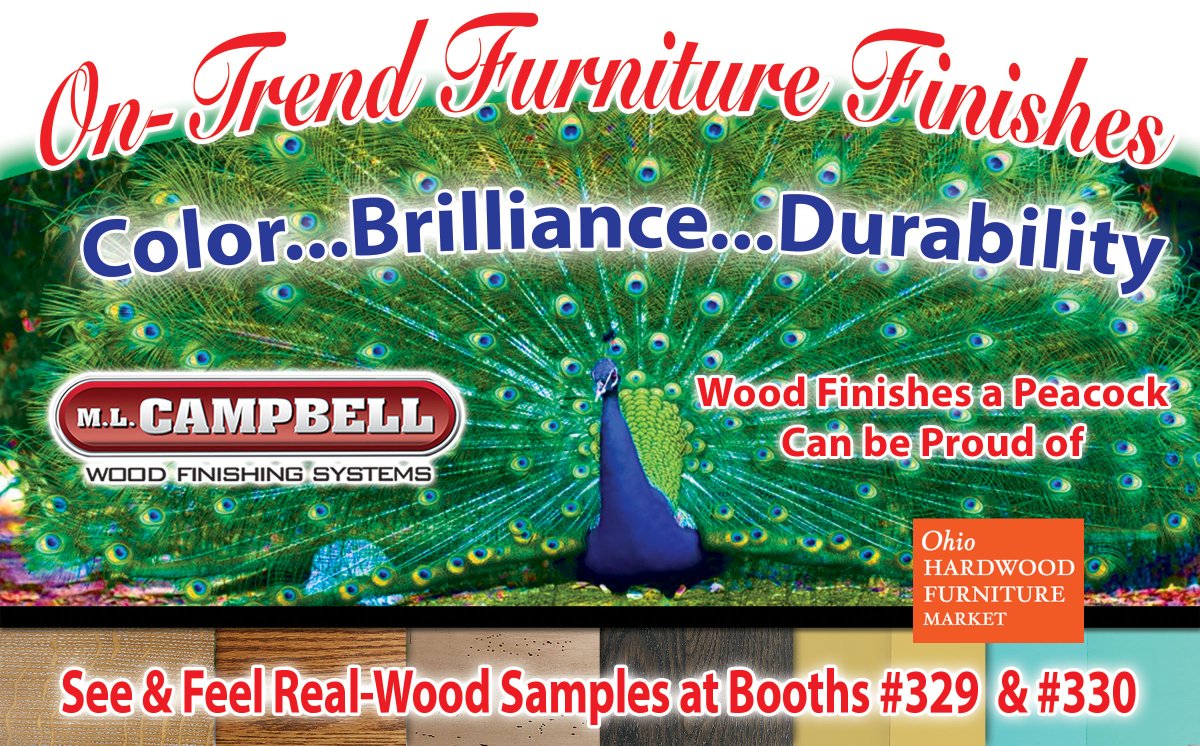 OHIO HARDWOOD FURNITURE SHOW - See M.L. Campbell's on-trend wood finishes April 4-5 Booths #329 & #330: distributorserviceinc.com/DSI-ML-Campbel… #WoodFinish #HardwoodFurniture #MLCampbell