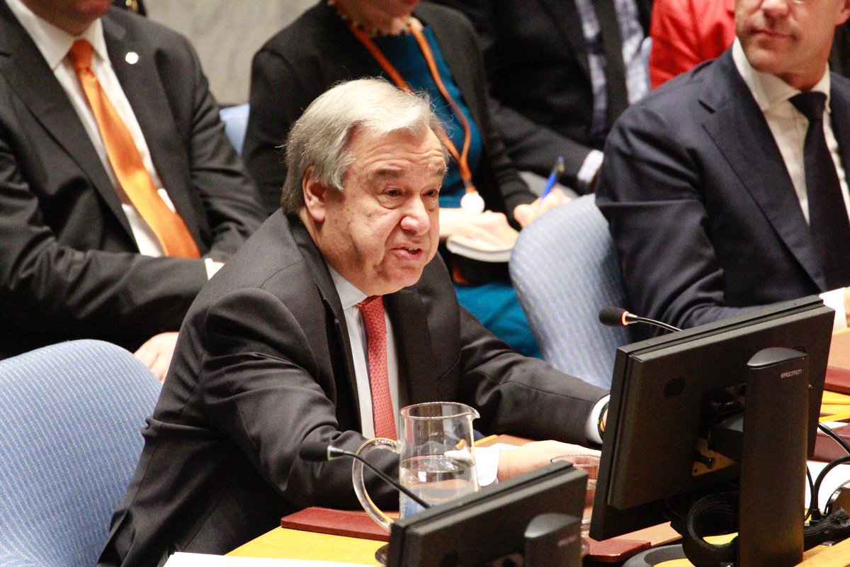 UKUN_NewYork's tweet photo. "At its best, UN peacekeeping is a remarkable enterprise of multilateralism and international solidarity"

🇺🇳 Secretary General @antonioguterres speaking at #unsc debate on peacekeeping operations #betterpeacekeeping https://t.co/jDwkaIYmKm