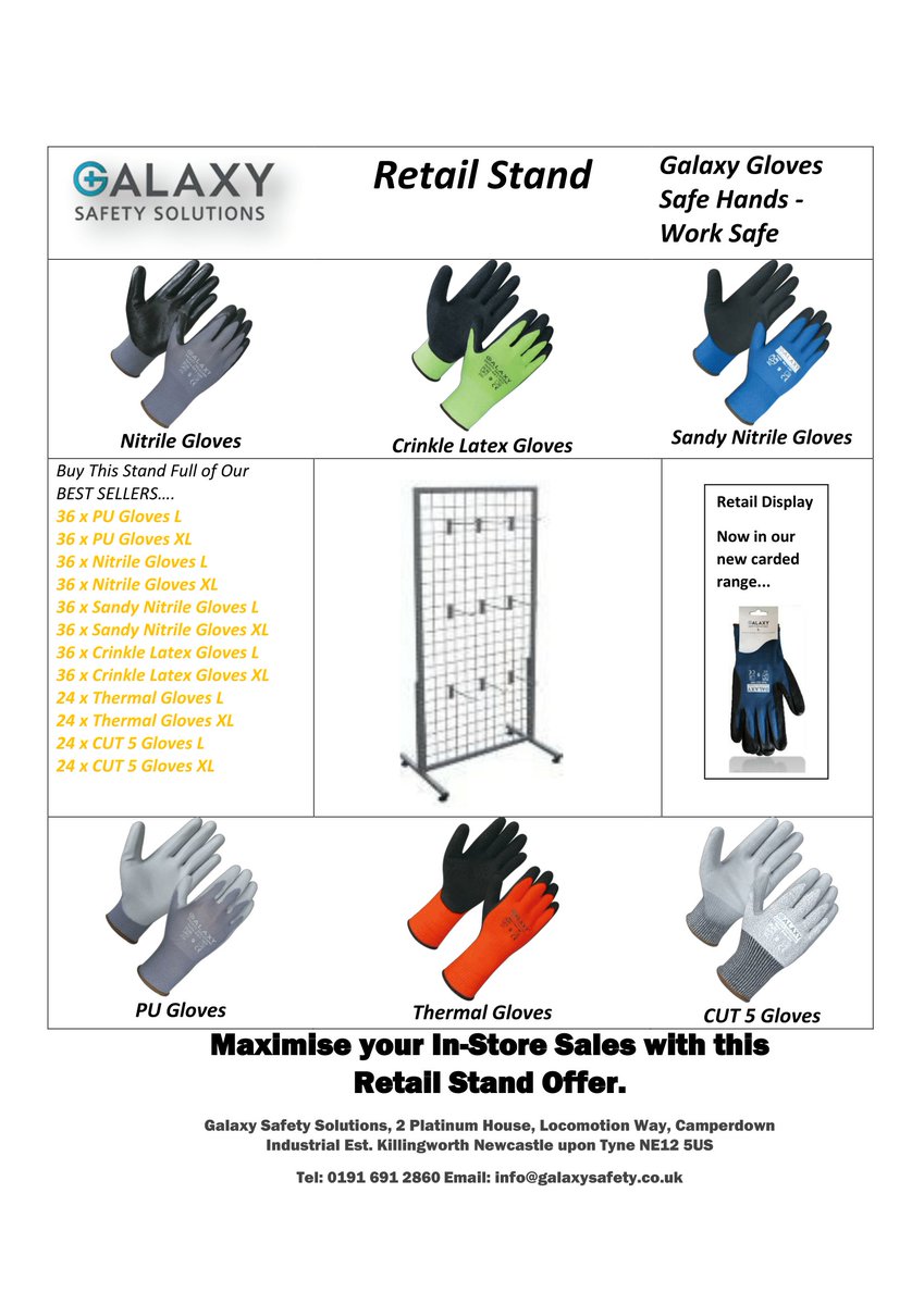 GalaxyIndLtd's tweet photo. Very excited to introduce our new Merchant Stands, available with eligible orders of Galaxy Gloves email us at info@galaxysafety.co.uk for more information. #gloves #retail #ppe #glxyglvs https://t.co/Gd87Lmhhrs