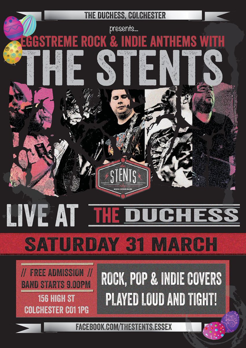 thestents's tweet photo. This Saturday we'll be getting all loud at The Duchess, Colchester - see you there!! @essexgigguide @EssexRocks https://t.co/Rk4X43BzHn