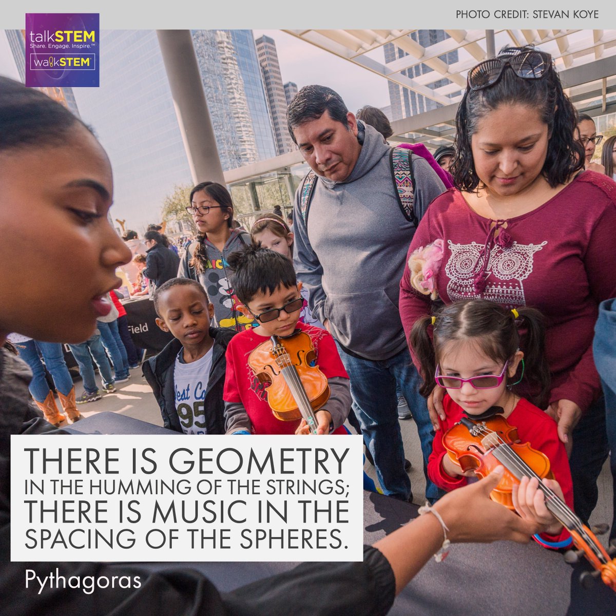 talkingSTEM's tweet photo. We’re still excited about the successful 2nd Annual Pi Day Math Festival last week @ATTPAC in the @DalArtsDistrict! Check out this great photo of children exploring the connections between musical instruments and math! #ATTPACtalkSTEM #IwalkSTEM @dallasculture https://t.co/jzPOgrN6fF